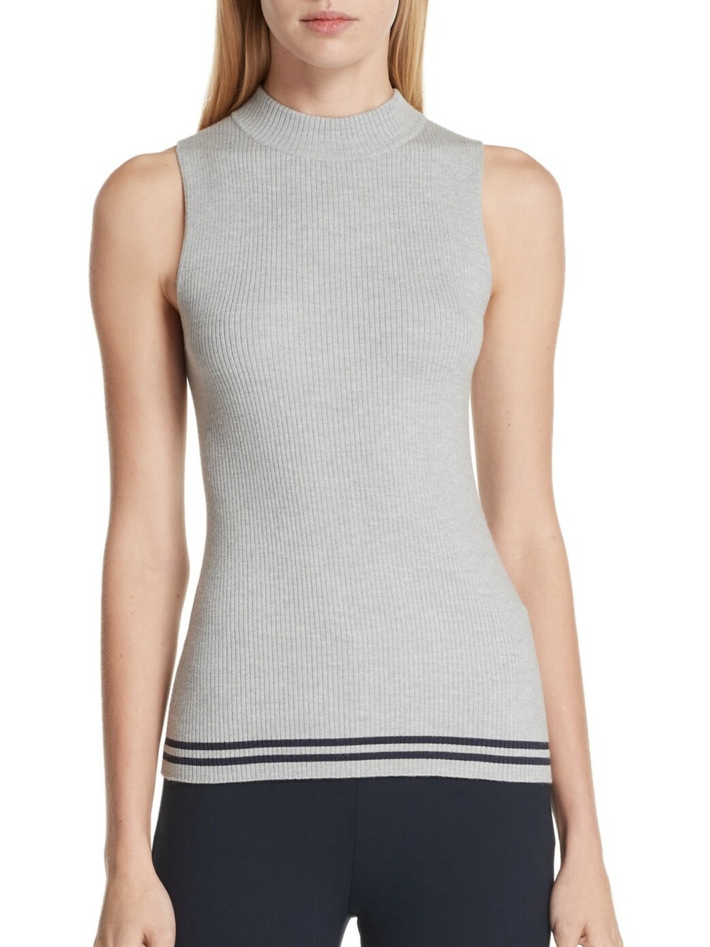 Rag & Bone Merino Wool Ribbed Sleeveless Sweater Top M Gray